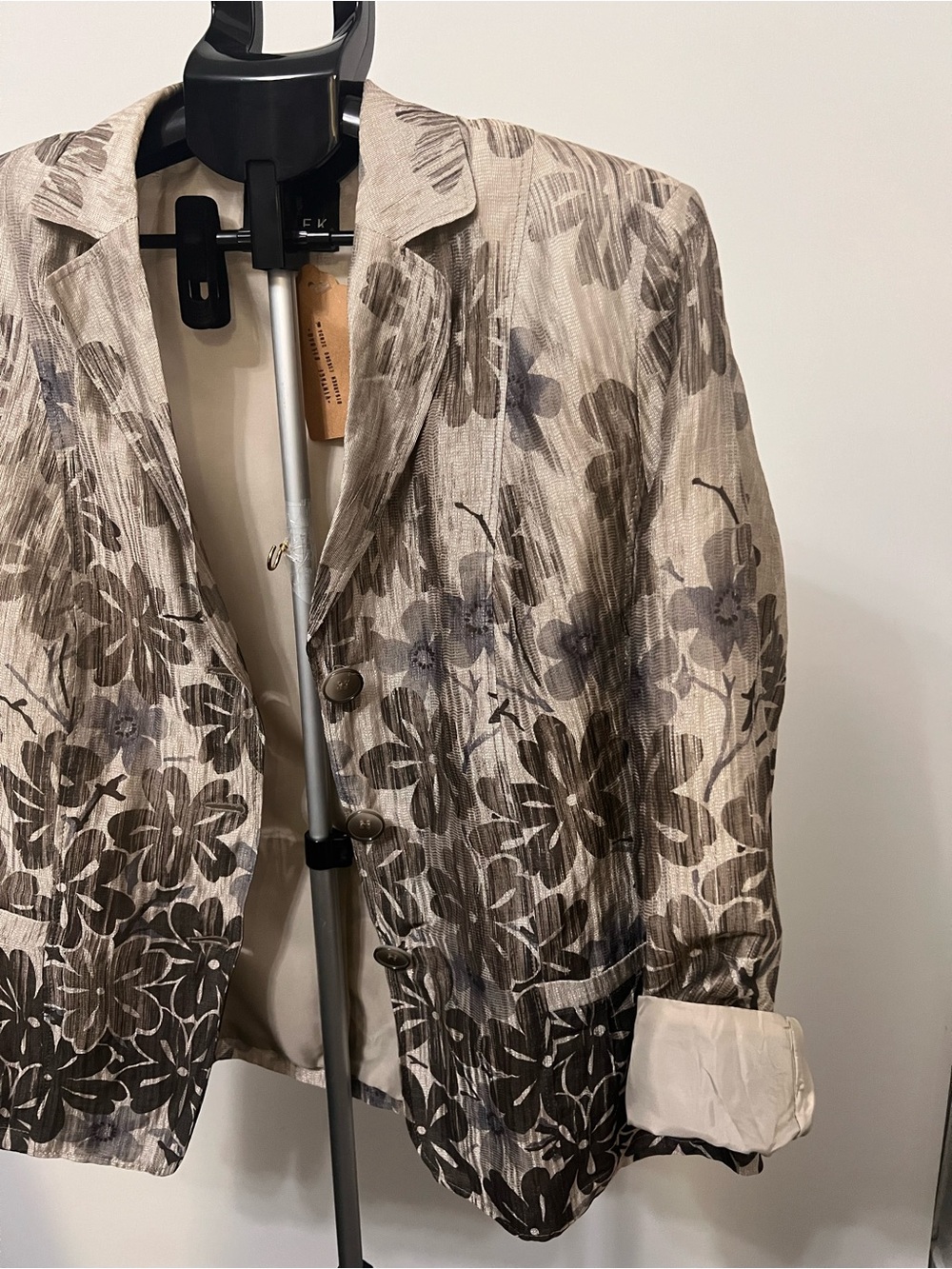 Barbara Lebek Metallic Floral Blazer Fully Lined Structured Jacket